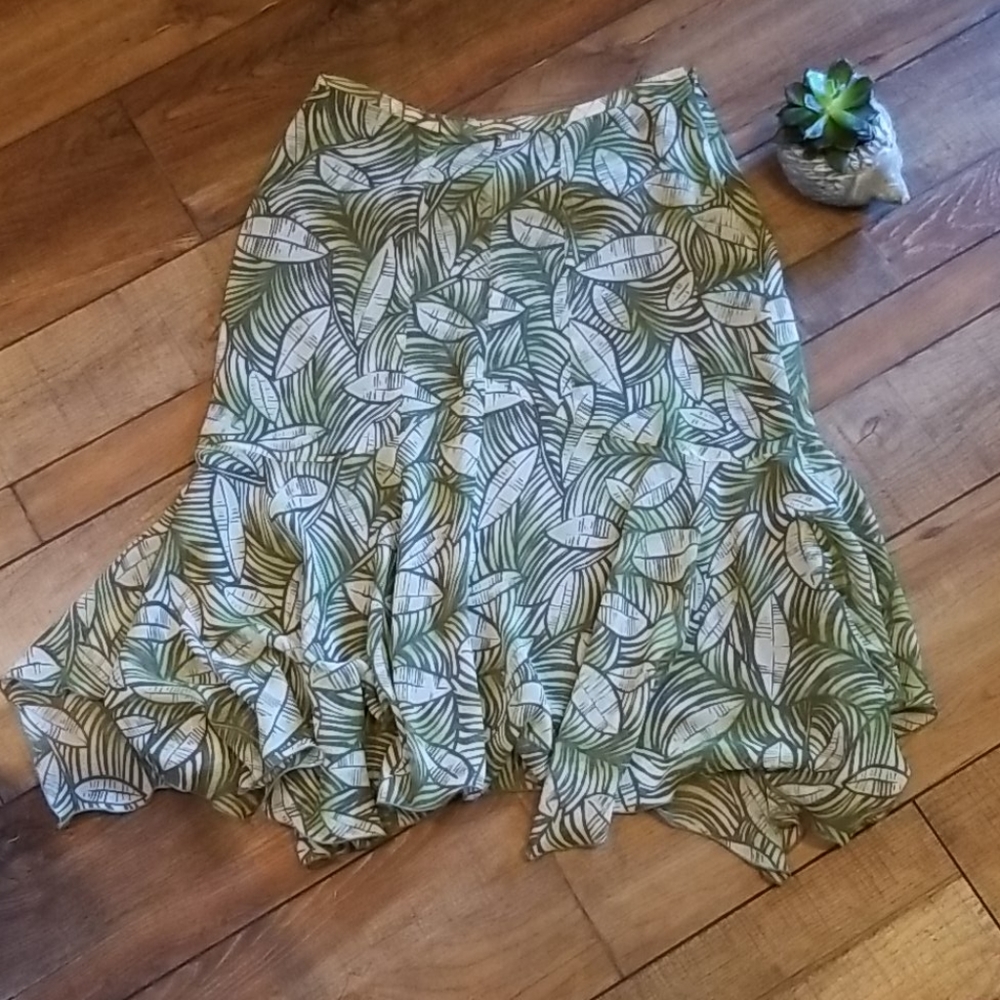 Skirt leaf tropical print flowy Worthington 4